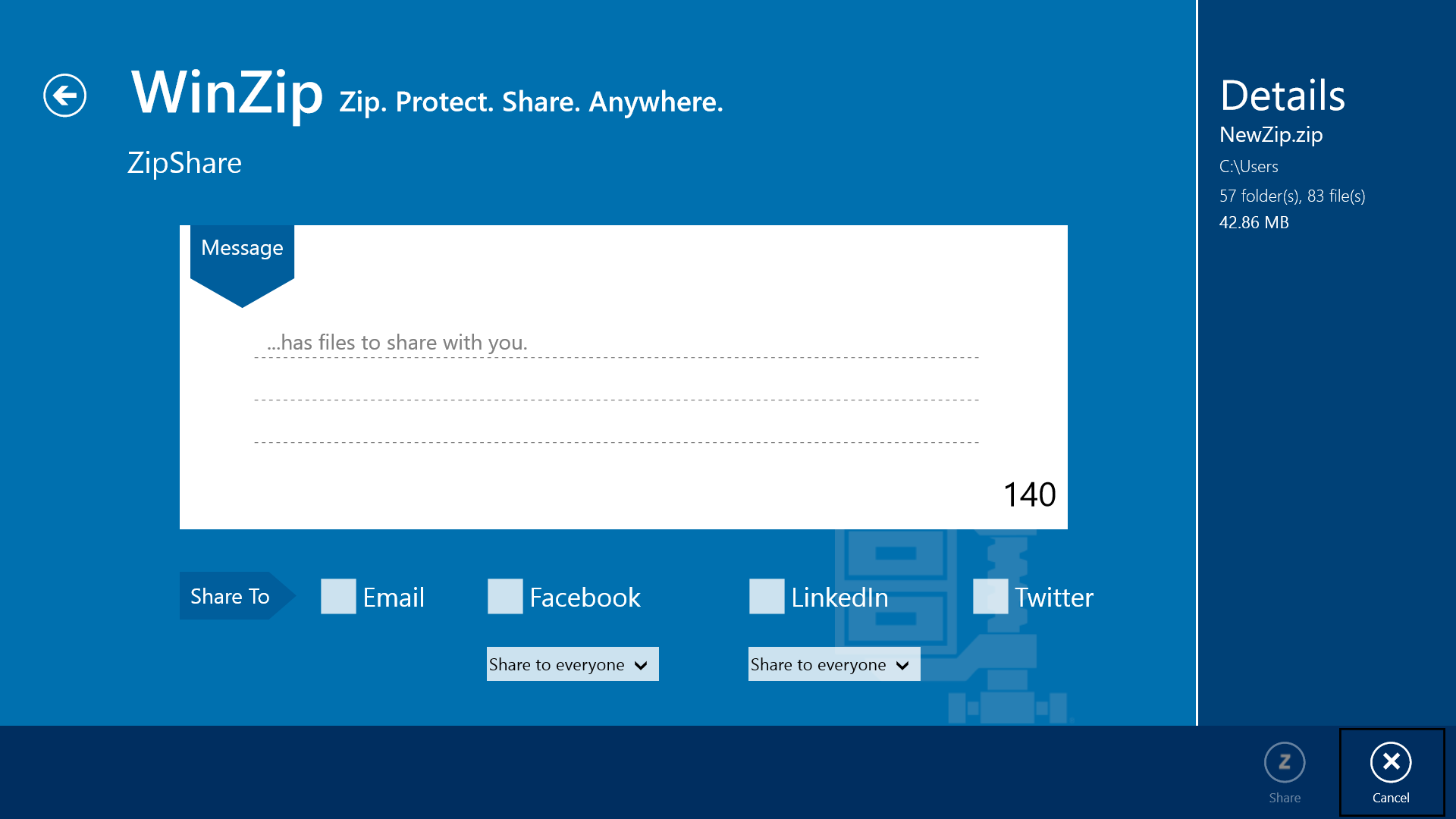 WinZip for Windows 8 Screenshot