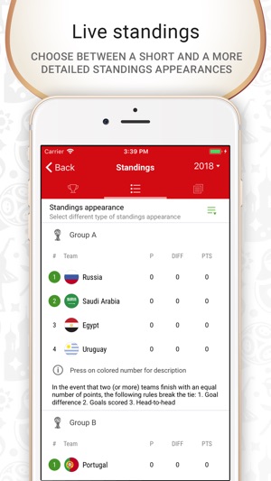 Football results - mundial app Screenshot