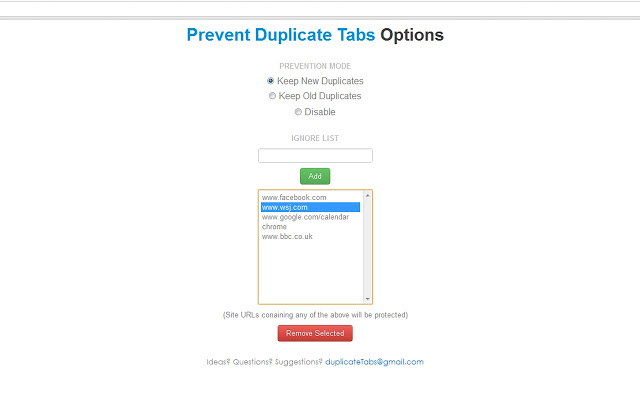 Prevent Duplicate Tabs Screenshot